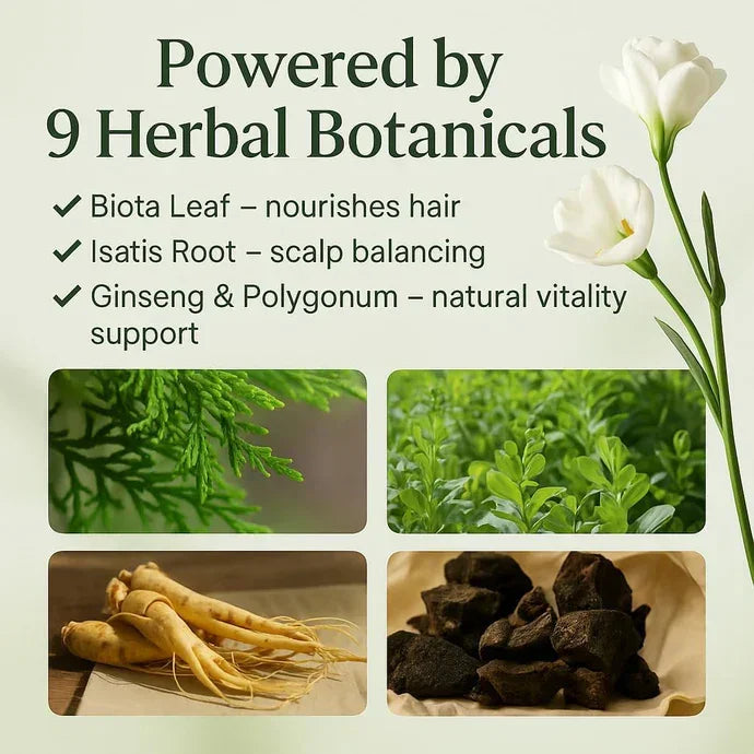 Herbal botanicals with text on a light green background