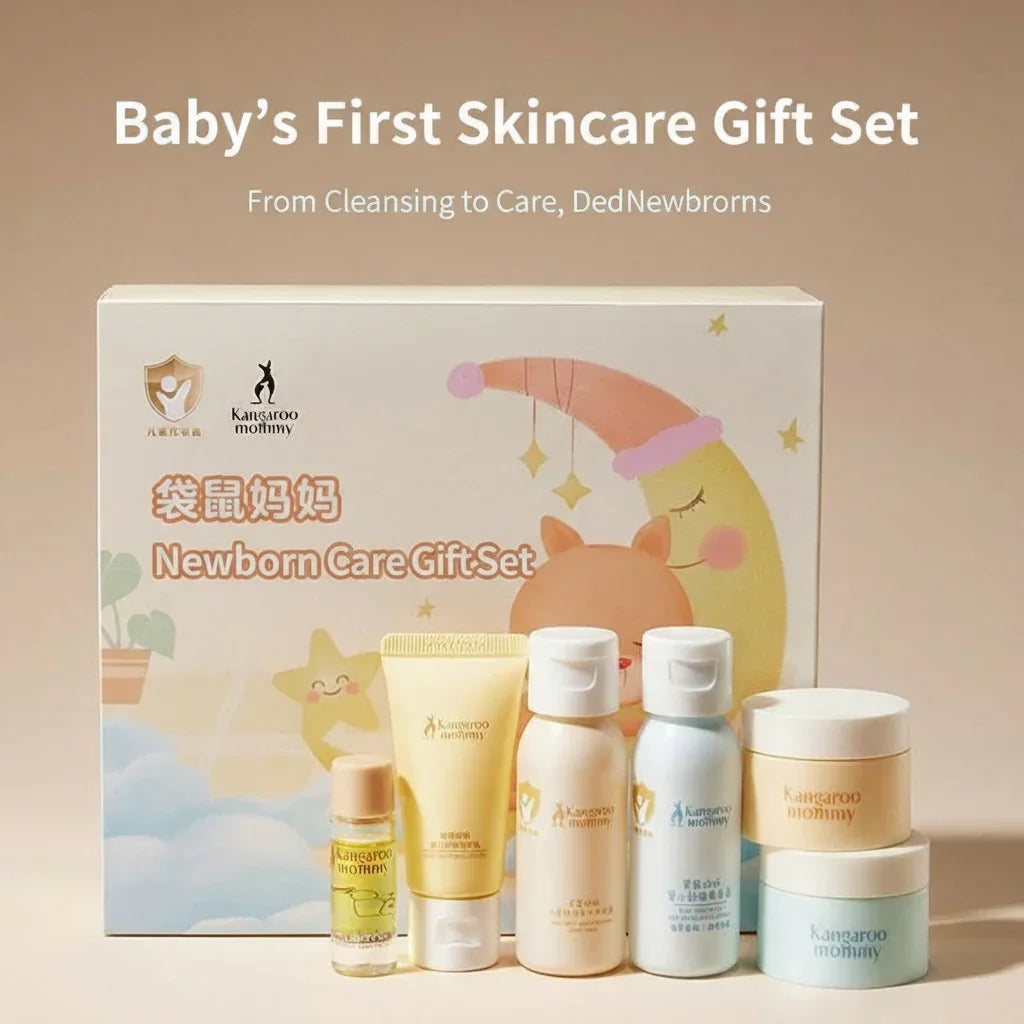 Kangaroo New born baby care set with background color 