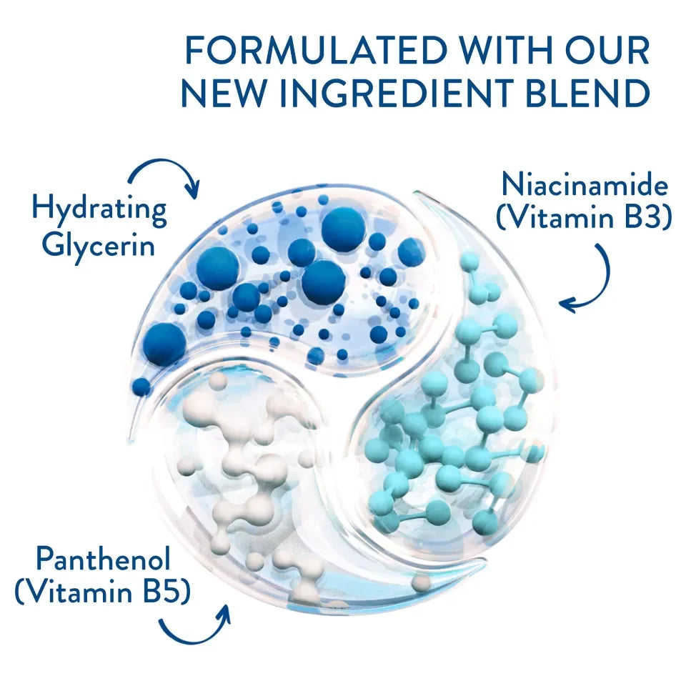 Diagram of skincare ingredients with labels on a white background