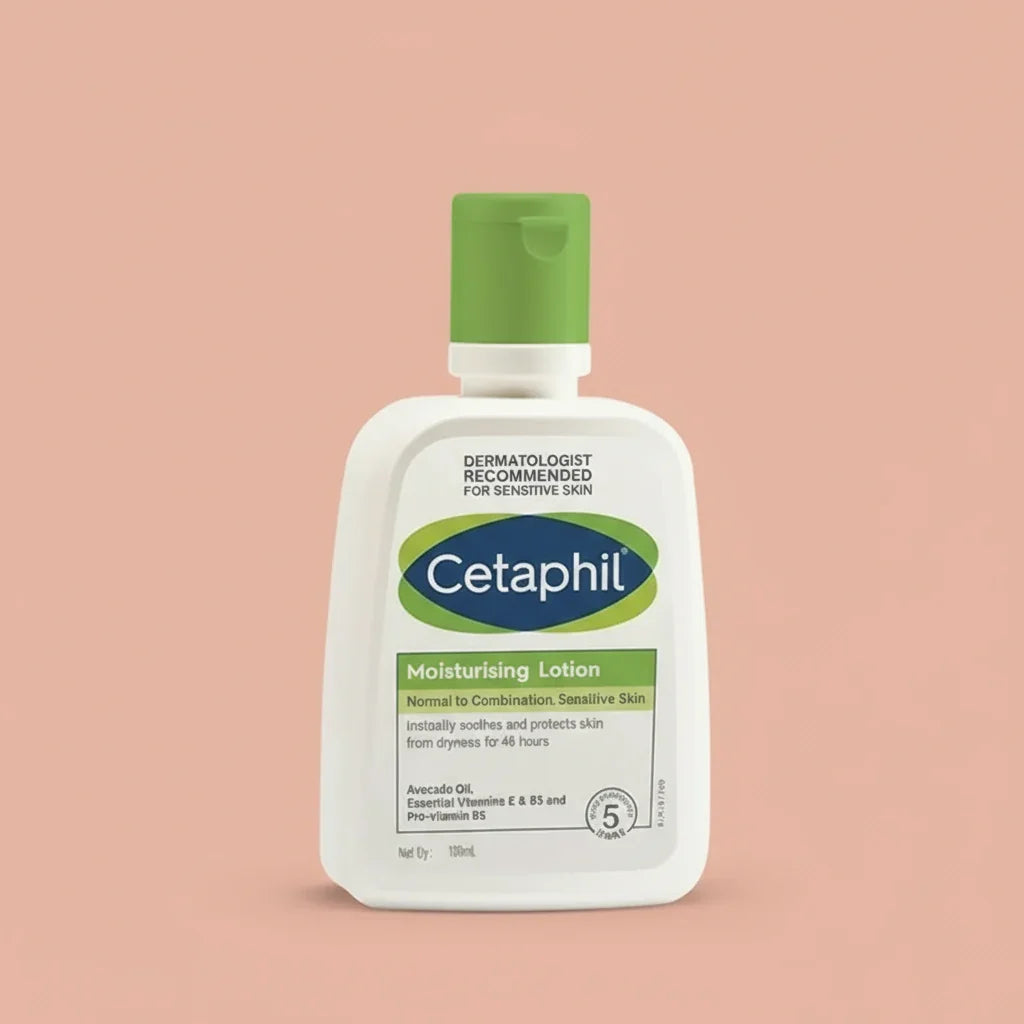 Cetaphil moisturizing lotion bottle on a white background